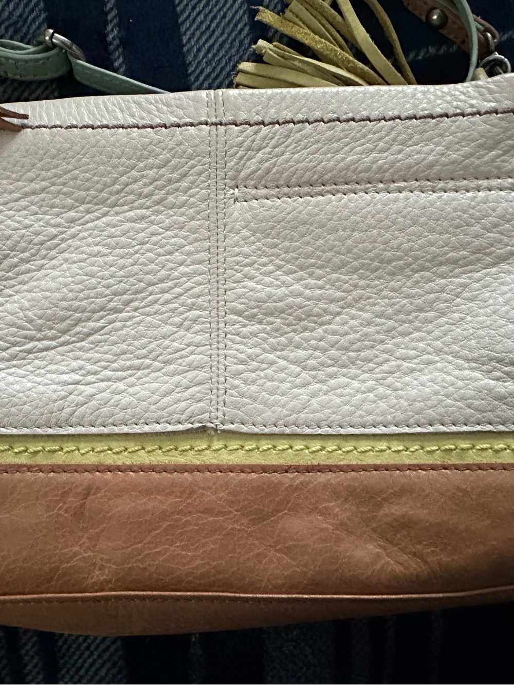 The Sak Leather Colorblock Crossbody in Ivory, Tan & Yellow Accent - Picture 4 of 8
